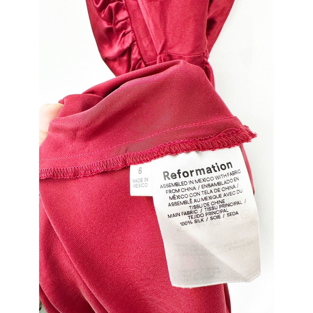 Reformation Casette Silk Dress 6 Red Open Back Cowl Neck Maxi Gown - Picture 4 of 10